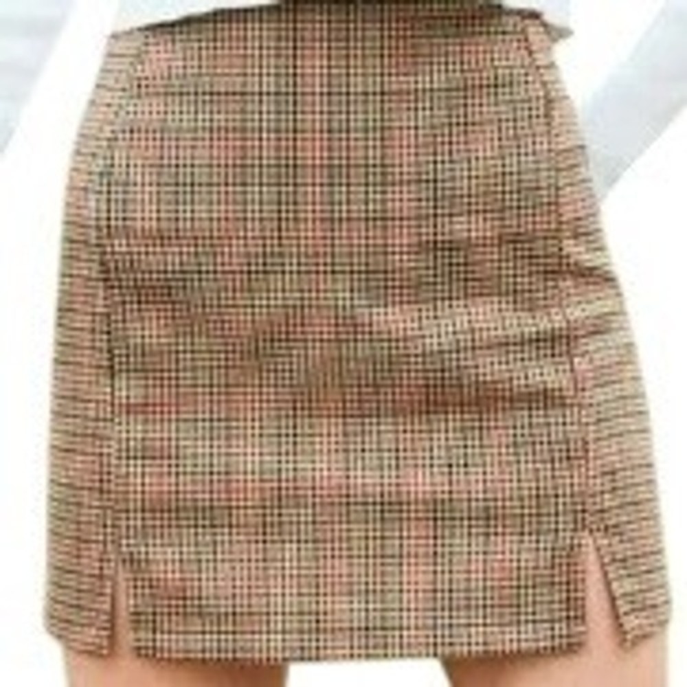 John Galt‎ Brandy Melville Brown Plaid Mini Skirt Back Zip